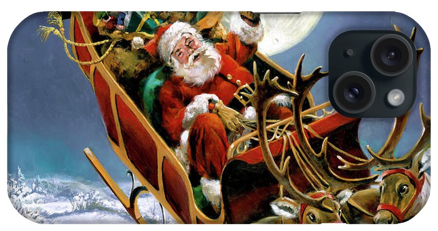 Santas Big Night iPhone Case featuring the painting Santas Big Night by R.j. Mcdonald