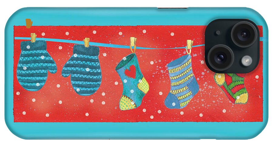 Mittens iPhone Case featuring the painting Santas Clothes 3 by Maria Trad
