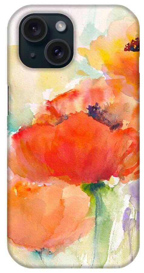 Poppies iPhone Case featuring the painting Scarlet Morning Poppies by Christy Lemp