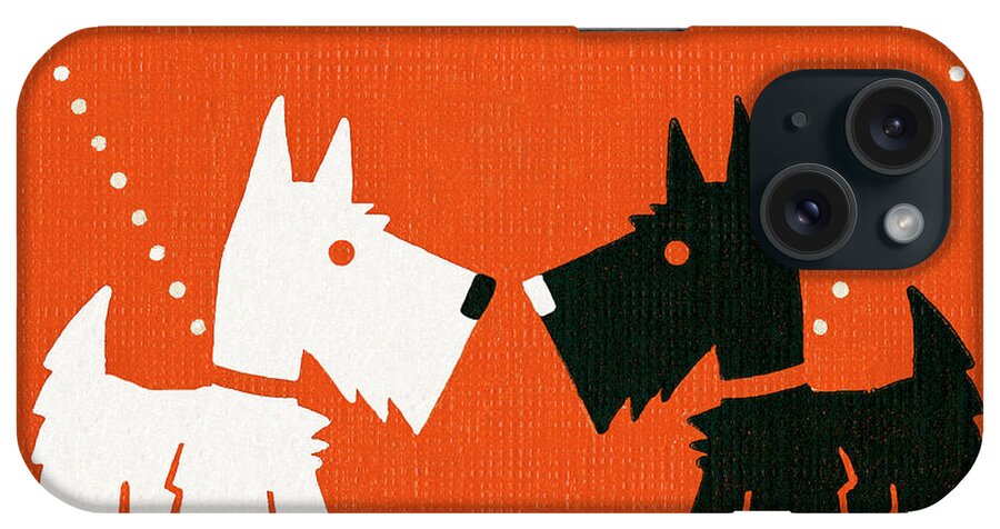 Animal iPhone Case featuring the drawing Scottish Terrier and West Highland Terrier Dogs by CSA Images