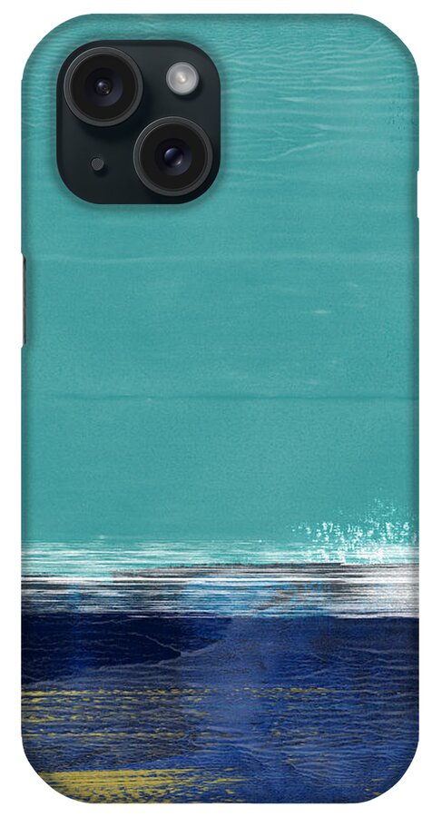 Abstract iPhone Case featuring the painting Sea Glass Sky Abstract Study by Naxart Studio