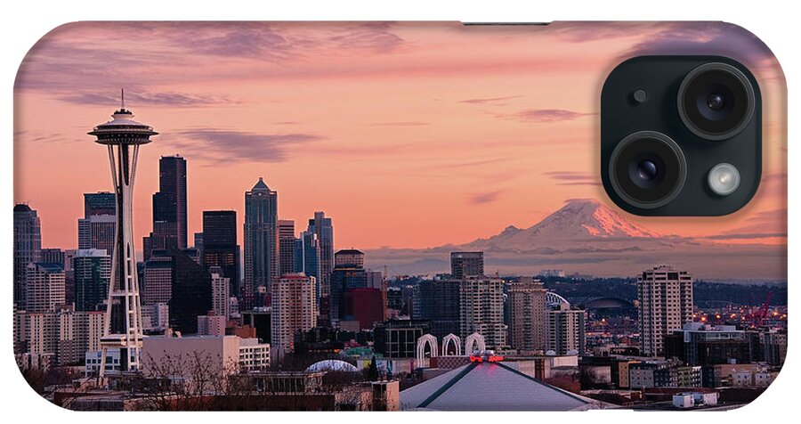 Downtown District iPhone Case featuring the photograph Seattle In Pink by Aaron Eakin