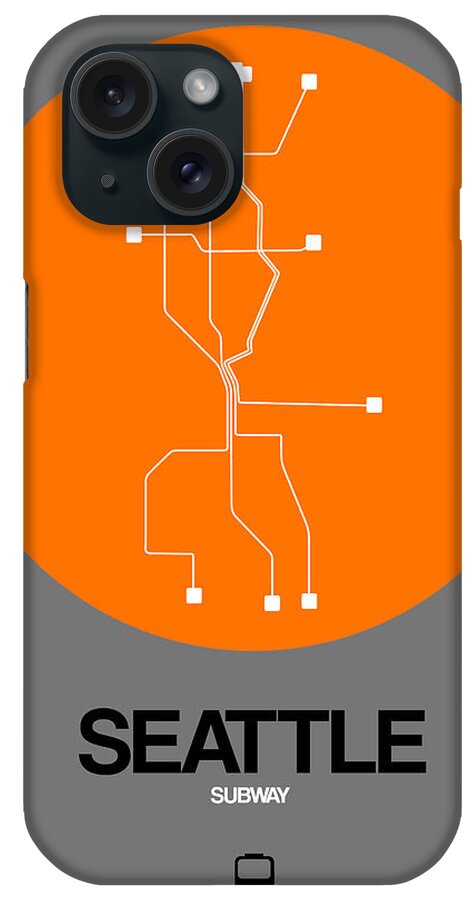 Seattle iPhone Case featuring the digital art Seattle Orange Subway Map by Naxart Studio