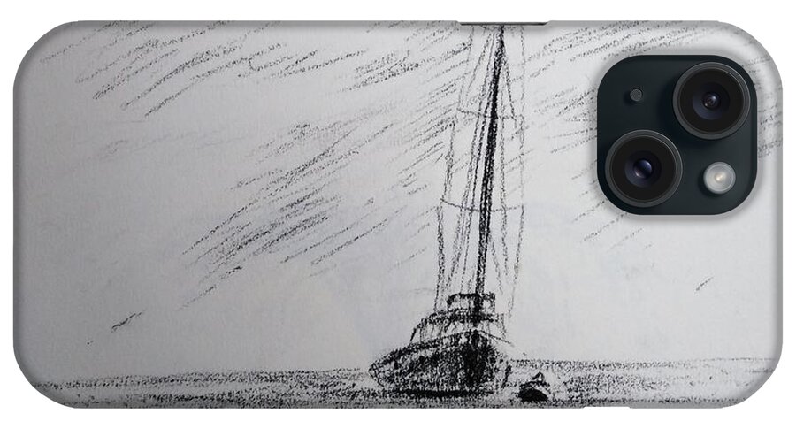 Sea iPhone Case featuring the drawing Seeing the ship by Sukalya Chearanantana