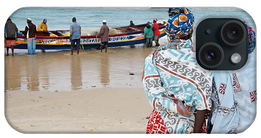 Three Quarter Length iPhone Case featuring the photograph Senegal, Saint Louis, People On Beach by Tuul & Bruno Morandi