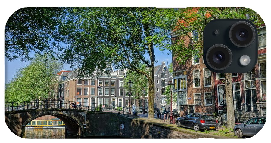 Canal iPhone Case featuring the photograph Tree Lined Canal in Amsterdam by Patricia Caron