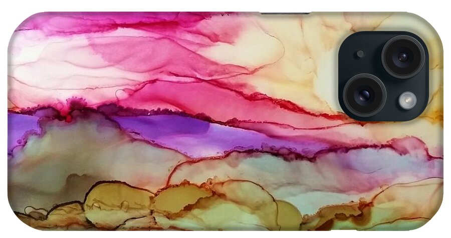 Alcohol Ink iPhone Case featuring the painting Serenity by Beth Kluth