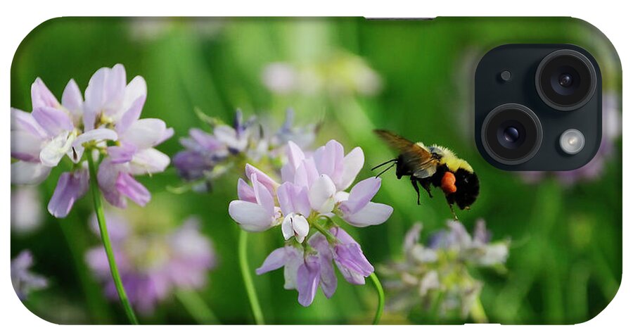 A Bee Collecting Pollen From Pink Wildflowers iPhone Case featuring the photograph Shades Of Nature 10 by Gordon Semmens