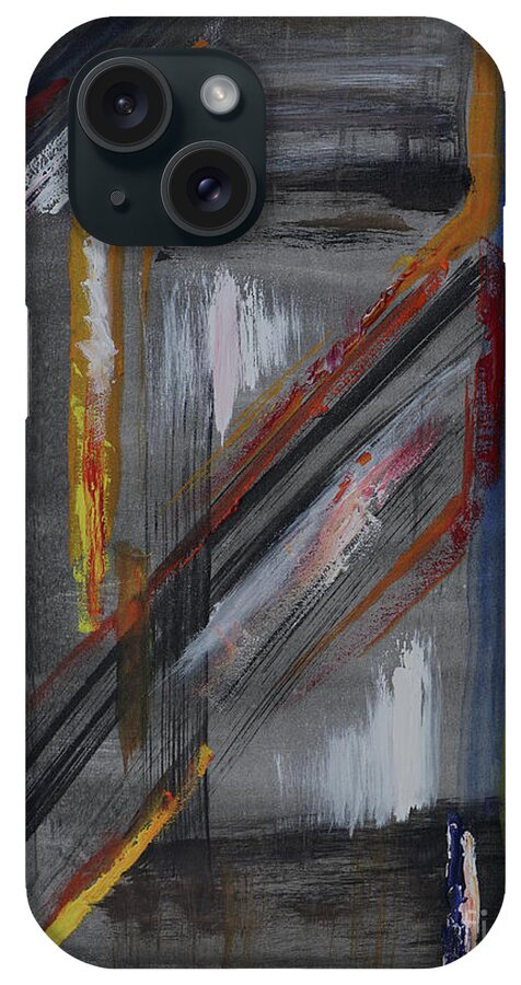 Abstract iPhone Case featuring the painting Shaft by Karen Fleschler