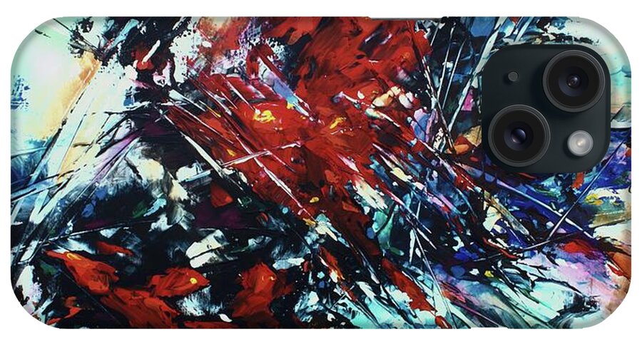 Palette Knife iPhone Case featuring the painting Shattered Red by Michael Lang