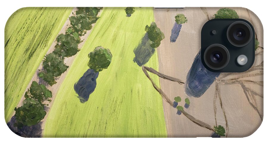 Aerial iPhone Case featuring the painting Sheep Tracks by Linda Lees