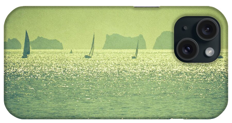 Sailboat iPhone Case featuring the photograph Shimmering Needles by S0ulsurfing - Jason Swain