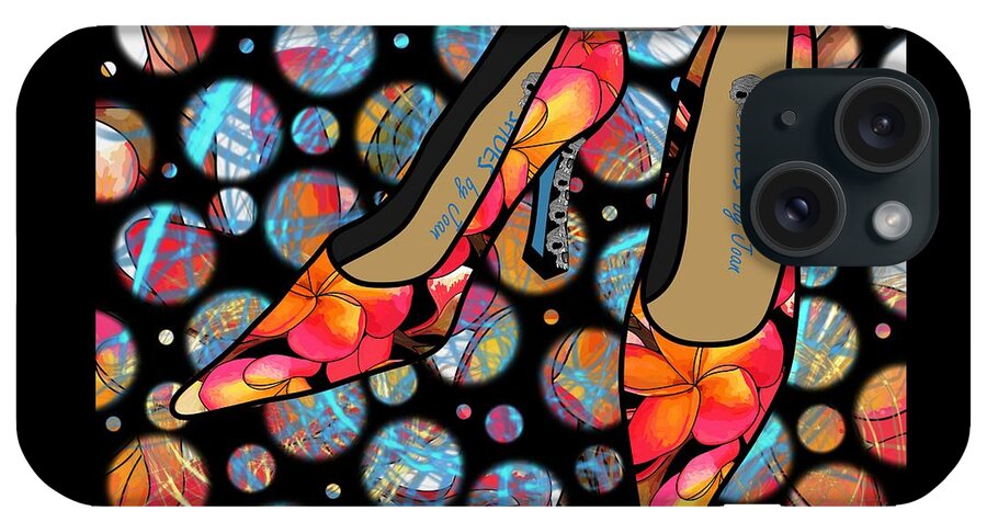 Fashion iPhone Case featuring the digital art Shoes by Joan - Frangipani Pattern Pumps by Joan Stratton