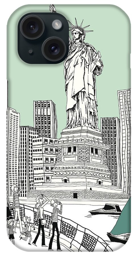 Scenics iPhone Case featuring the digital art Side View Of Tourists Photographing by Eastnine Inc.
