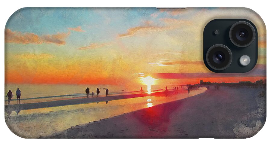 Siesta Key Florida iPhone Case featuring the painting Siesta Key, Florida Sunset - 04 by AM FineArtPrints