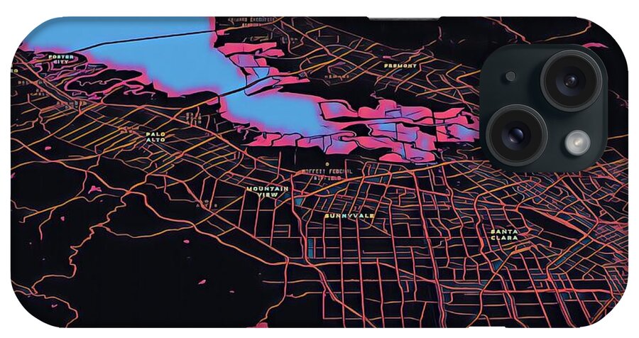 Silicon Valley iPhone Case featuring the digital art Silicon Valley Map by HELGE Art Gallery