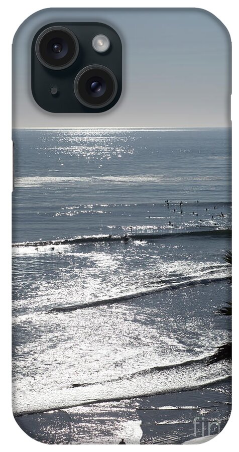 Surfer Art iPhone Case featuring the photograph Silver Surf at Sunset Swami's by Catherine Walters