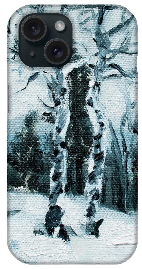Trees iPhone Case featuring the painting Sisters by Carlos Flores