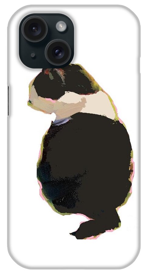 Cat iPhone Case featuring the mixed media Sitting cat by Vesna Antic