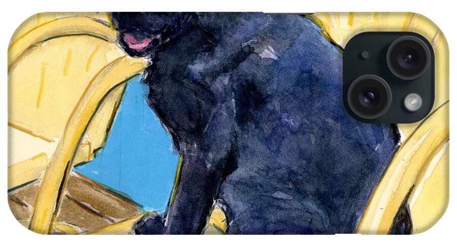 Black Lab iPhone Case featuring the painting Sitting Pretty by Molly Poole