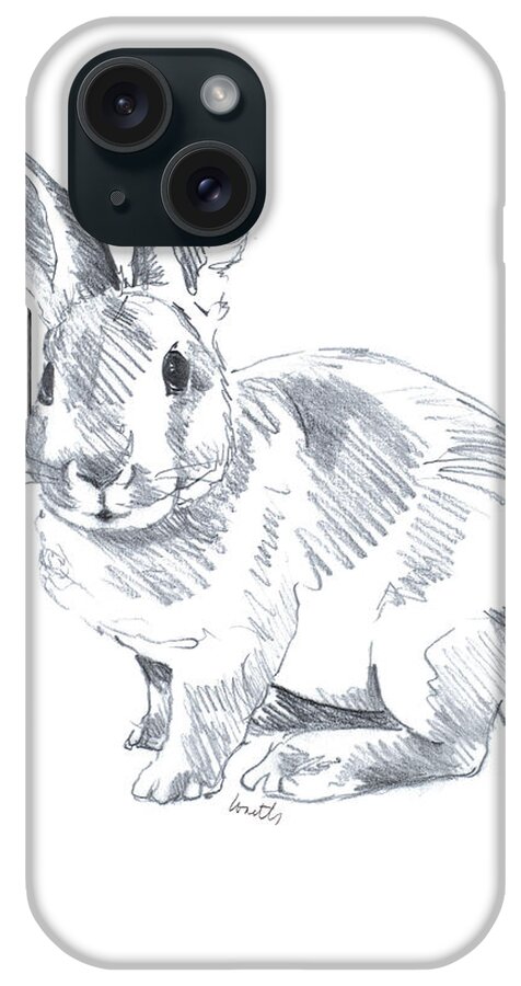 Sketched iPhone Case featuring the drawing Sketched Rabbit II by Lanie Loreth