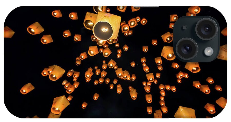 Taiwan iPhone Case featuring the photograph Sky Lanterns Launching Into The Sky by Jung-pang Wu