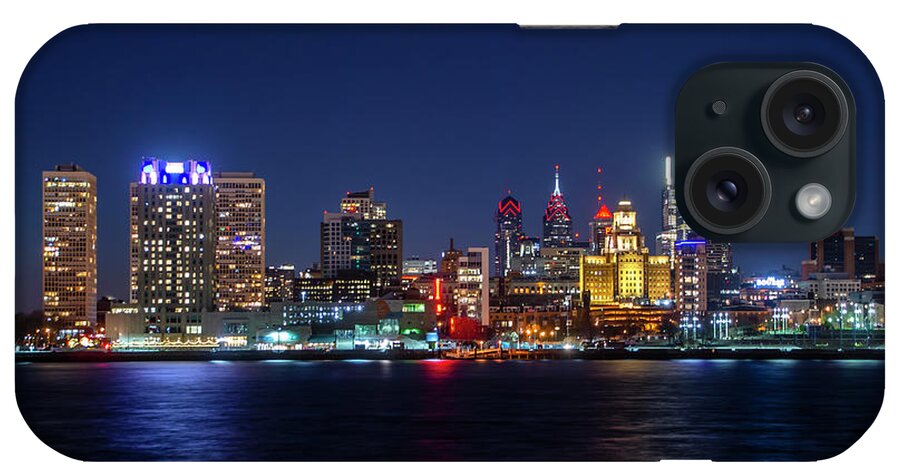 Skyline iPhone Case featuring the photograph Skyline at Night - Philadelphia Cityscape by Bill Cannon