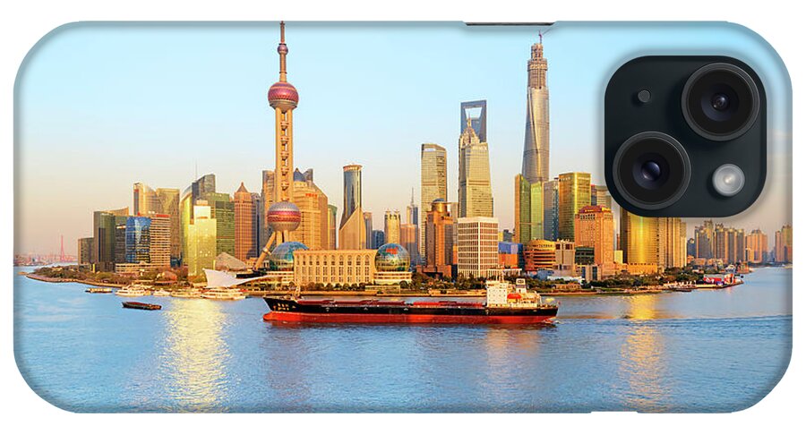 Estock iPhone Case featuring the digital art Skyline, Pudong, Shanghai, China by Claudio Cassaro