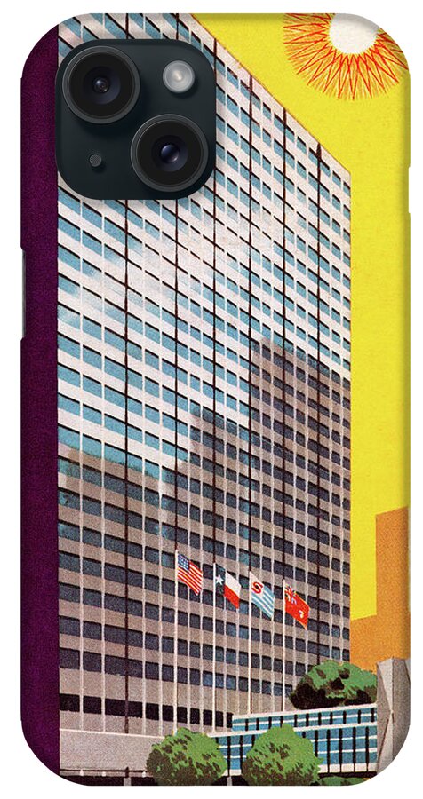 Architecture iPhone Case featuring the drawing Skyscraper on a Sunny Day by CSA Images