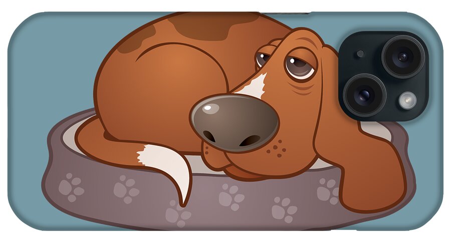 Adorable iPhone Case featuring the digital art Sleepy Hound Dog by John Schwegel
