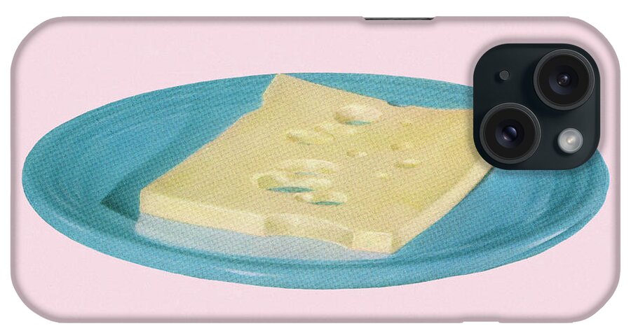 Campy iPhone Case featuring the drawing Slice of Cheese on a Plate by CSA Images