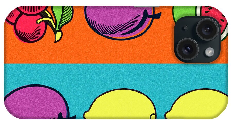 Bad Habit iPhone Case featuring the drawing Slot Machine Bar of Fruit by CSA Images
