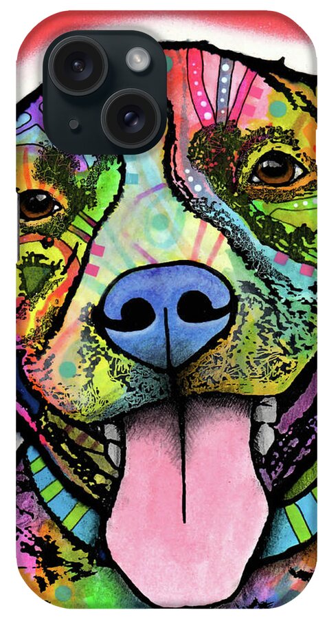 Smiling Pit Bull Zoey iPhone Case featuring the mixed media Smiling Pit Bull Zoey by Dean Russo