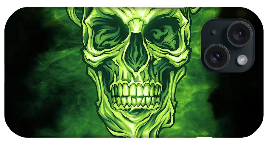 Smoky Skull iPhone Case featuring the digital art Smoky Skull by Flyland Designs