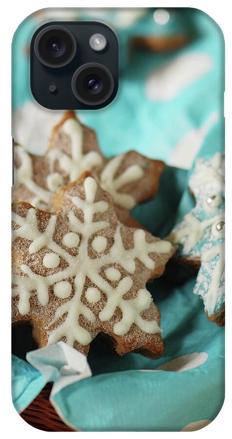 Artificial iPhone Case featuring the photograph Snowflake Gingerbread Cookies by Lucytxcicipeng