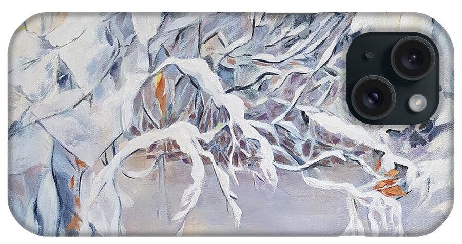 Snow iPhone Case featuring the painting Boughs in Winter by Jo Smoley