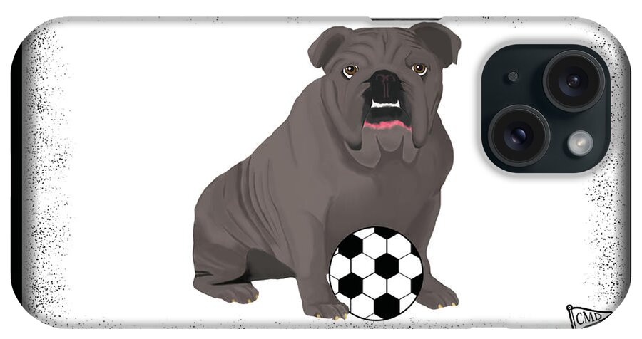 Soccer iPhone Case featuring the digital art Soccer Gray Bulldog by College Mascot Designs