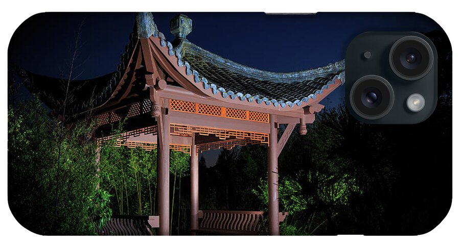 Seattle Chinese Garden iPhone Case featuring the photograph Song Mei Ting at Twilight by Briand Sanderson