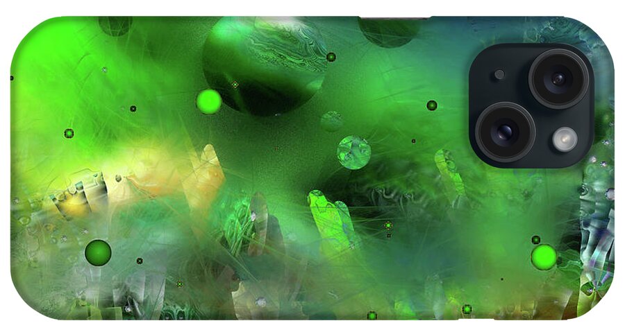 Space Green iPhone Case featuring the digital art Space Green by Natalia Rudzina