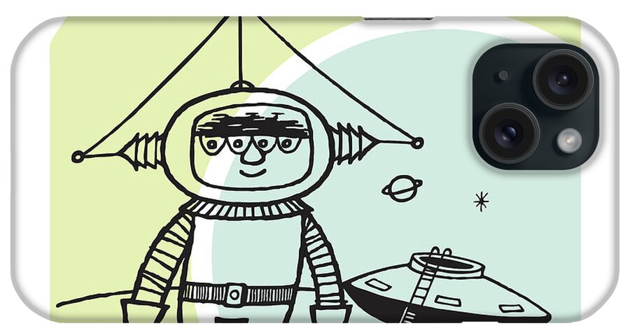 Adventure iPhone Case featuring the drawing Space Man on a Planet by CSA Images