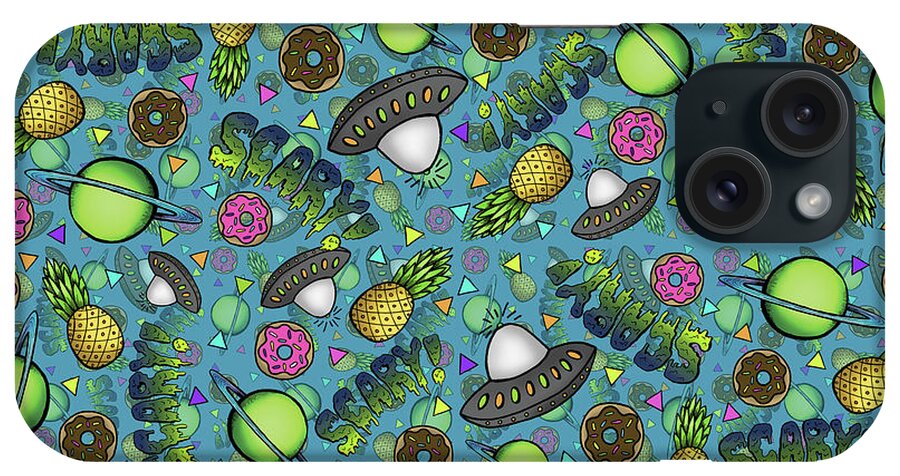 Space Pineapples Pattern iPhone Case featuring the digital art Space Pineapples Pattern by Lauren Ramer
