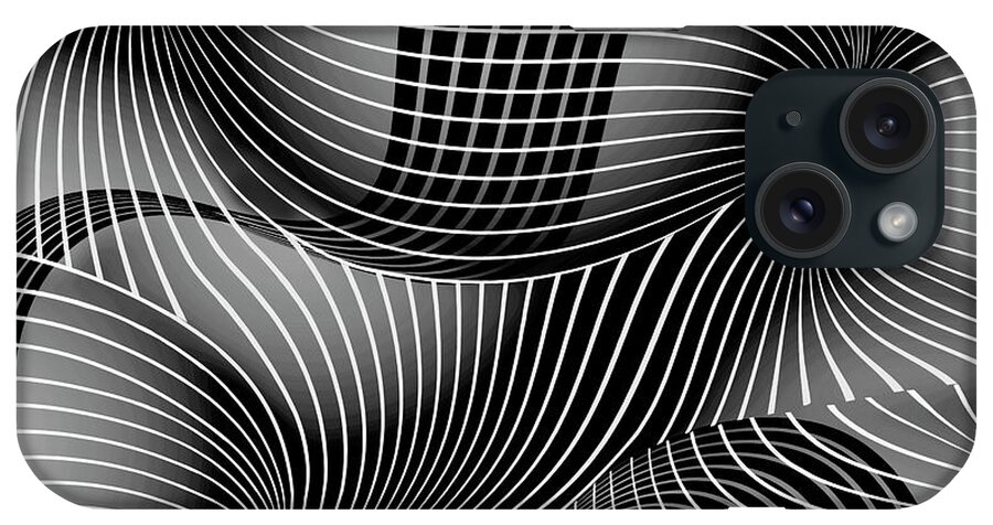 Space-time iPhone Case featuring the painting Space-Time No-2, Black and White by David Arrigoni