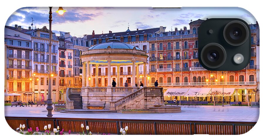 Estock iPhone Case featuring the digital art Spain, Navarre, Pamplona, Plaza Del Castillo (gazteluko Plaza) by Francesco Carovillano