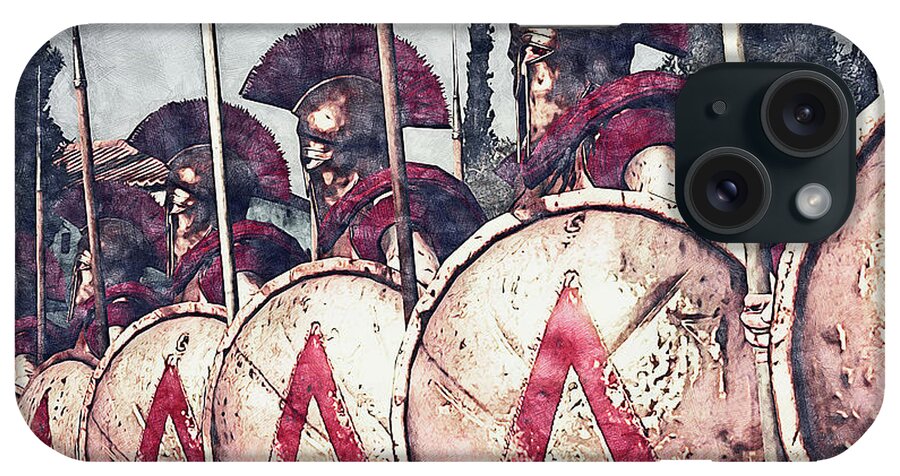 Spartan Warrior iPhone Case featuring the painting Spartan Army at War - 29 by AM FineArtPrints