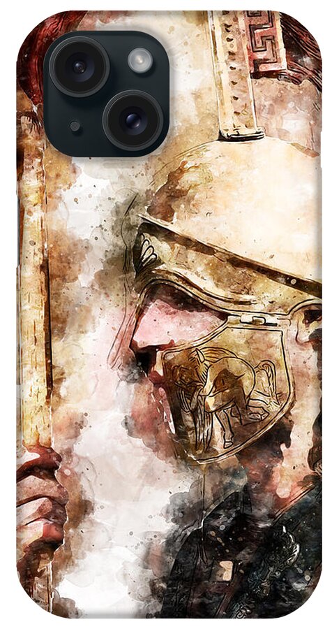 Spartan Warrior iPhone Case featuring the painting Spartan Hoplite - 29 by AM FineArtPrints