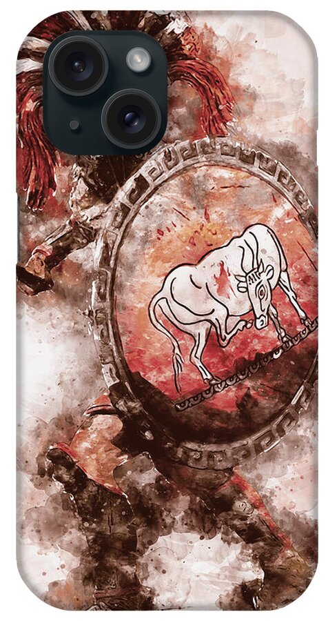 Spartan Warrior iPhone Case featuring the painting Spartan Hoplite - 32 by AM FineArtPrints