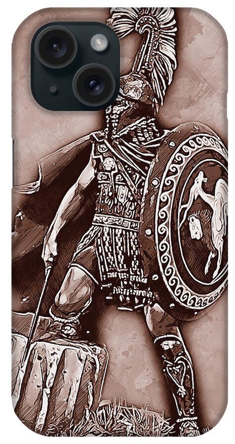 Spartan Warrior iPhone Case featuring the painting Spartan Hoplite - 37 by AM FineArtPrints