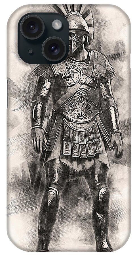 Spartan Warrior iPhone Case featuring the painting Spartan Hoplite - 59 by AM FineArtPrints