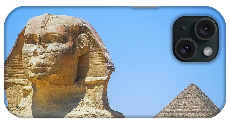 Ancient History iPhone Case featuring the photograph Sphinx And Pyramid by © Razvan Ciuca