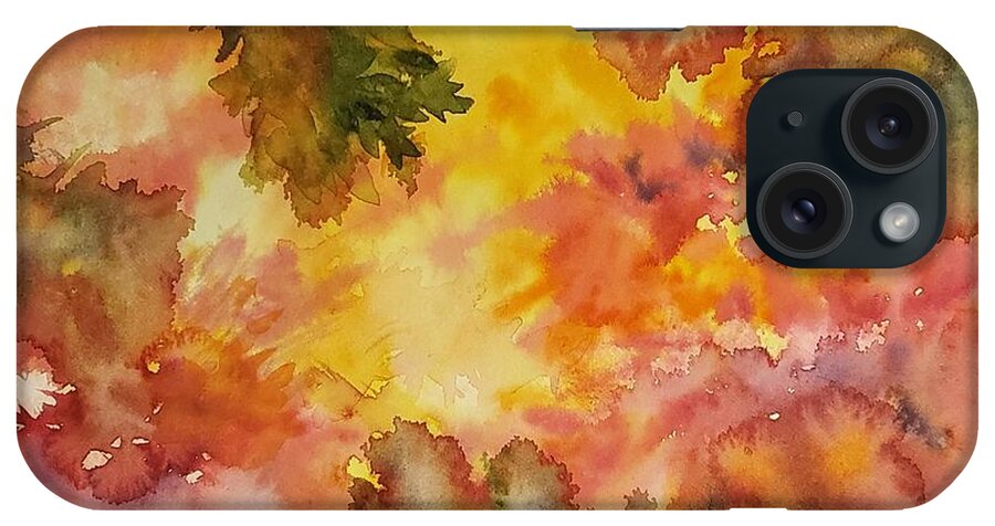 Abstract Fall Foliage iPhone Case featuring the painting Splash of Fall by Lisa Debaets
